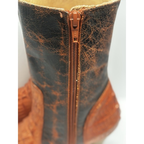 Carrilleras Boots Crocodile 7 Embossed Embroidered Pointed‎ Toe Cowgirl Heels - Picture 12 of 16